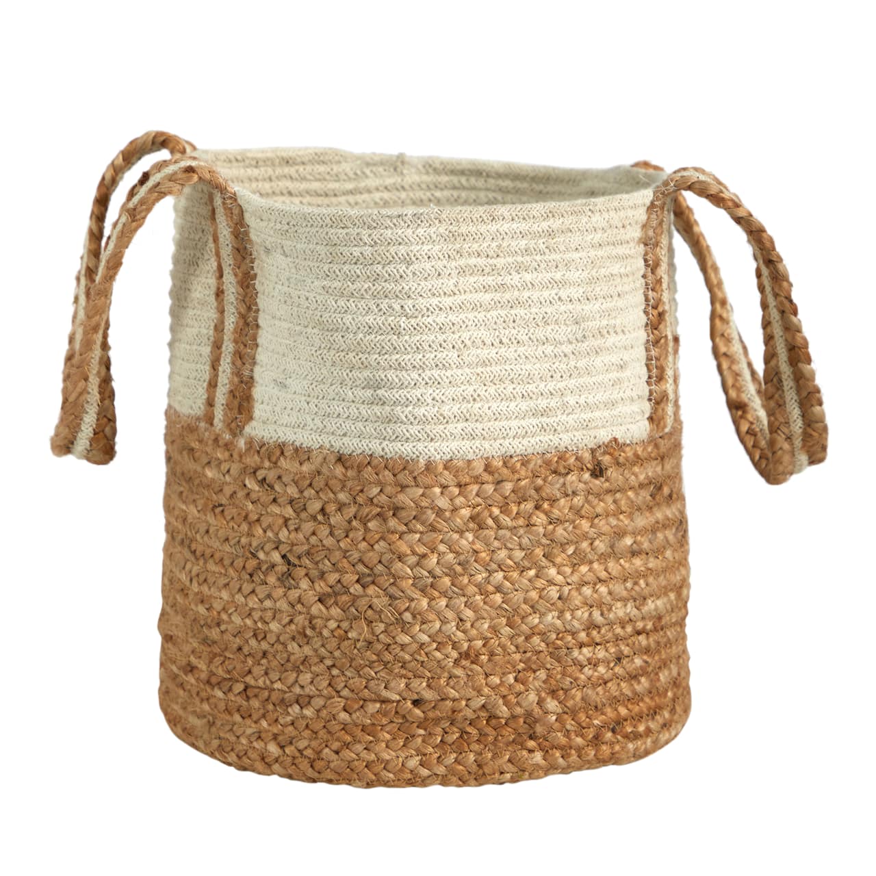 14'' Natural Cotton & Jute Boho Chic Basket Planter